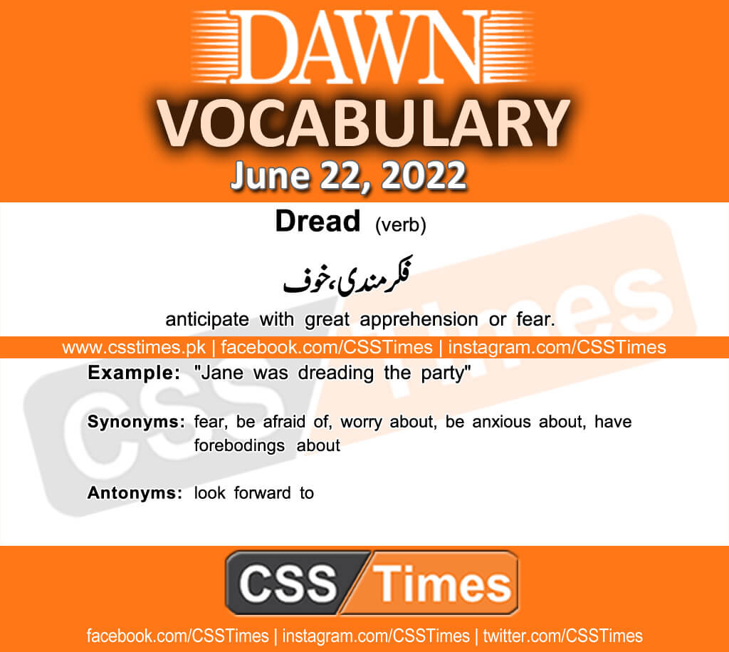 Daily DAWN News Vocabulary with Urdu Meaning (22 June 2022)