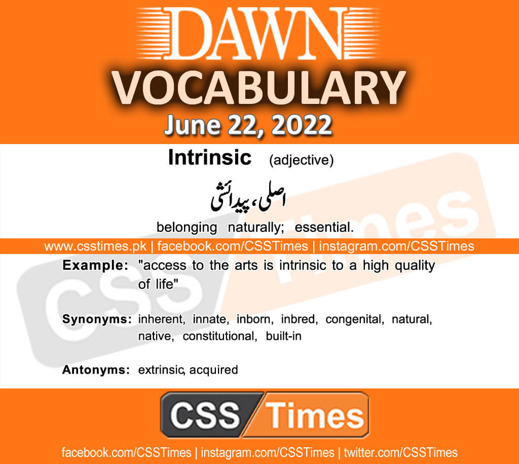 Daily DAWN News Vocabulary with Urdu Meaning (22 June 2022)