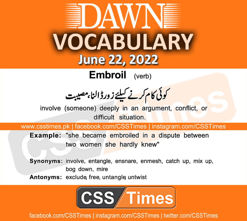 Daily DAWN News Vocabulary with Urdu Meaning (22 June 2022)