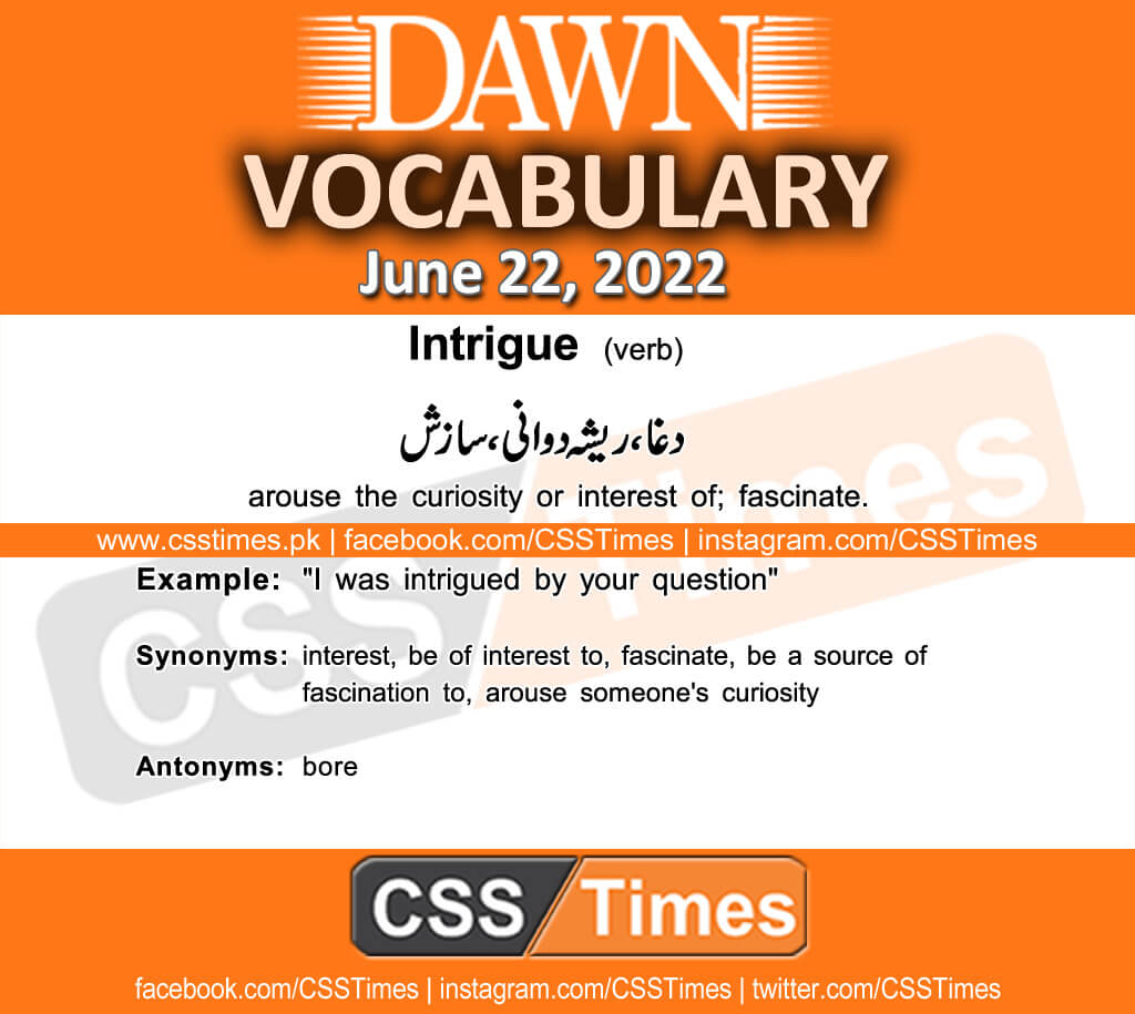 Daily DAWN News Vocabulary with Urdu Meaning (22 June 2022)