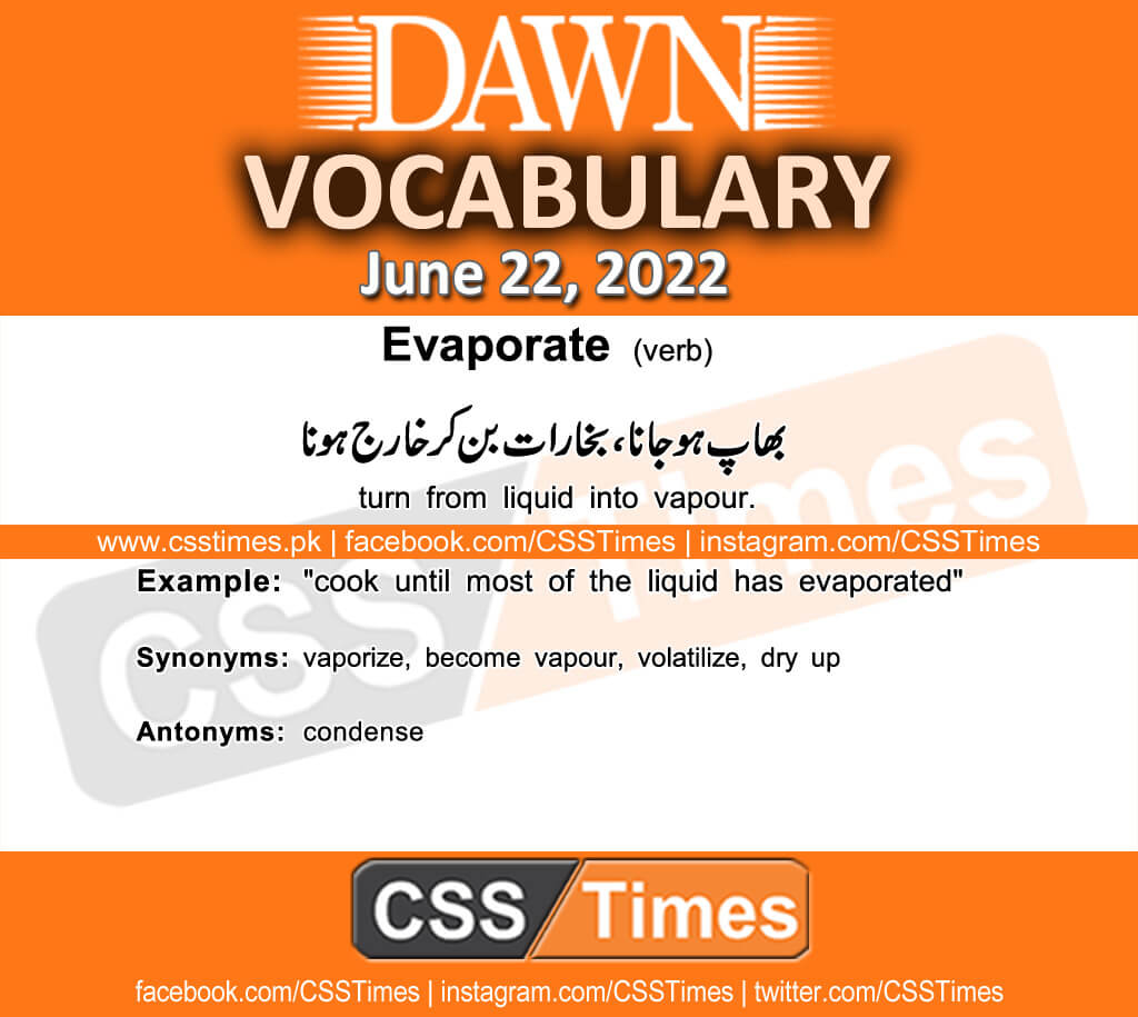 Daily DAWN News Vocabulary with Urdu Meaning (22 June 2022)