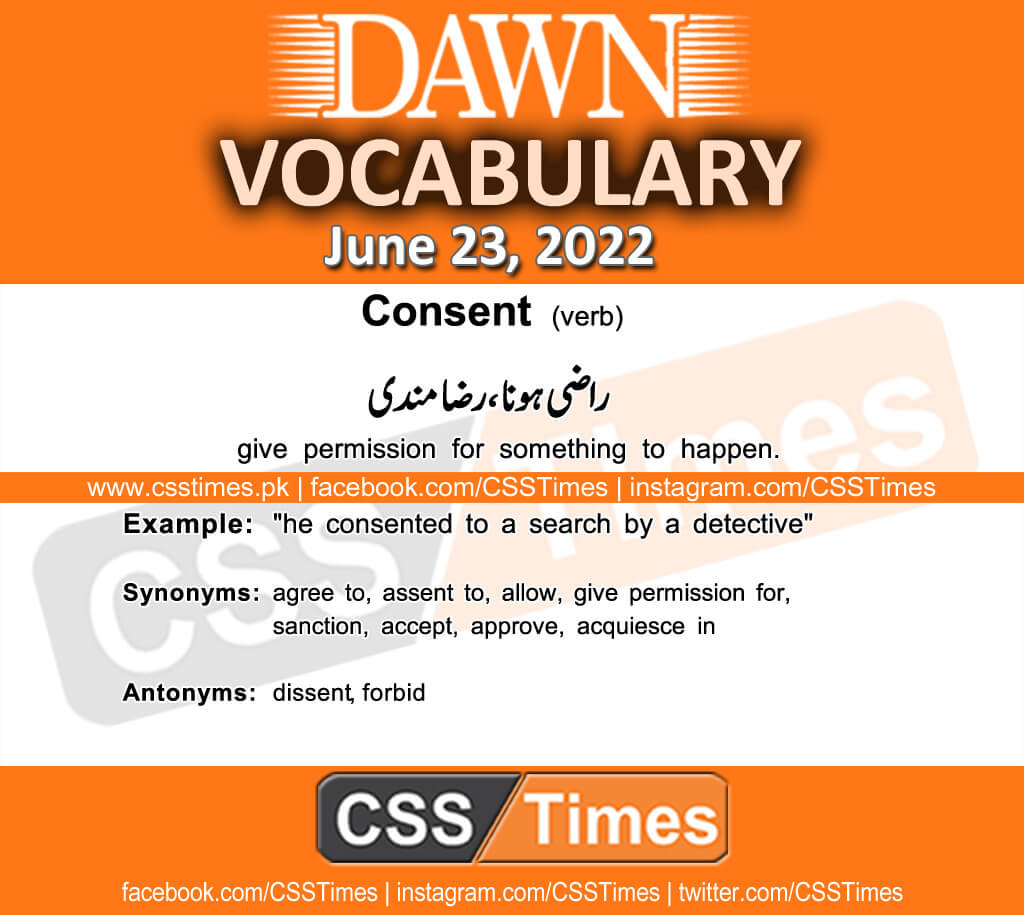 Daily DAWN News Vocabulary with Urdu Meaning (23 June 2022)