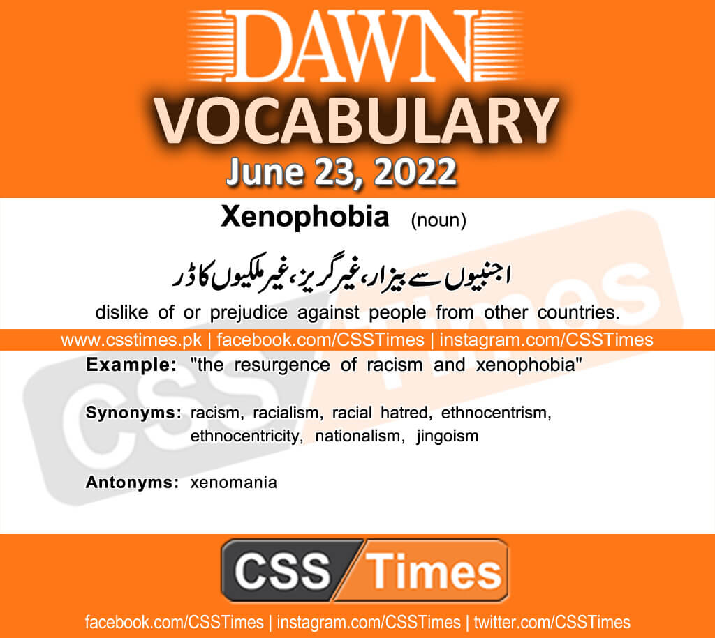 Daily DAWN News Vocabulary with Urdu Meaning (23 June 2022)