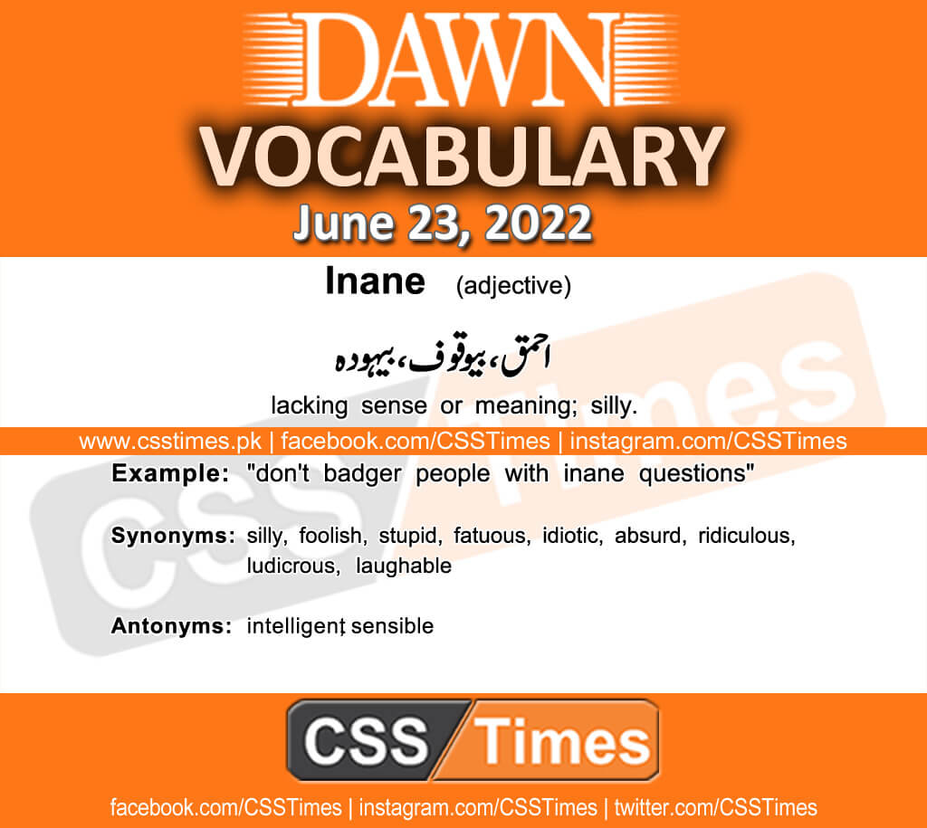 Daily DAWN News Vocabulary with Urdu Meaning (23 June 2022)