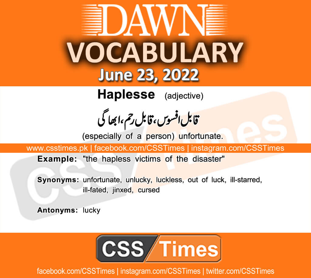 Daily DAWN News Vocabulary with Urdu Meaning (23 June 2022)