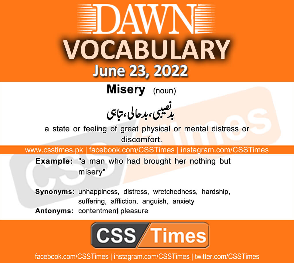 Daily DAWN News Vocabulary with Urdu Meaning (23 June 2022)