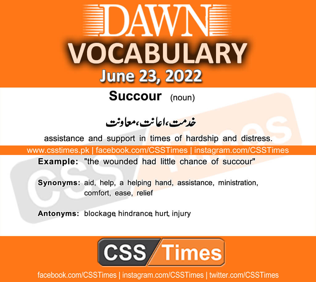 Daily DAWN News Vocabulary with Urdu Meaning (23 June 2022)