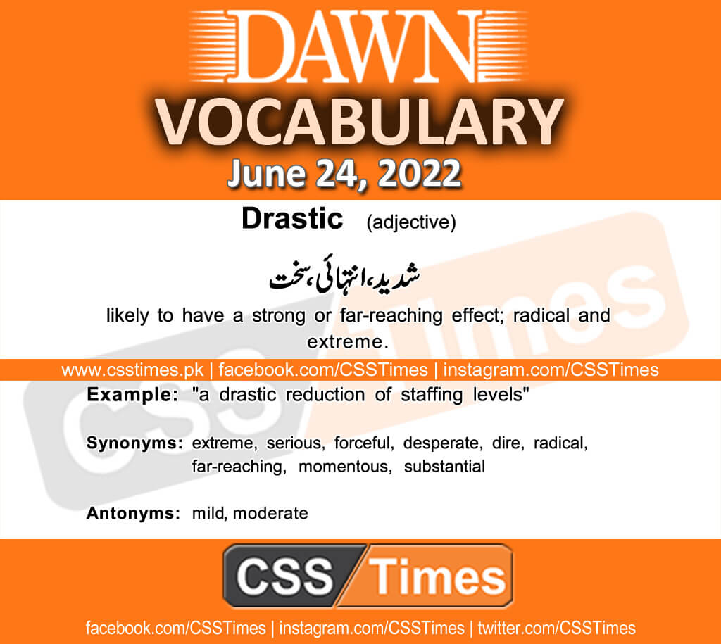 Daily DAWN News Vocabulary with Urdu Meaning (24 June 2022)