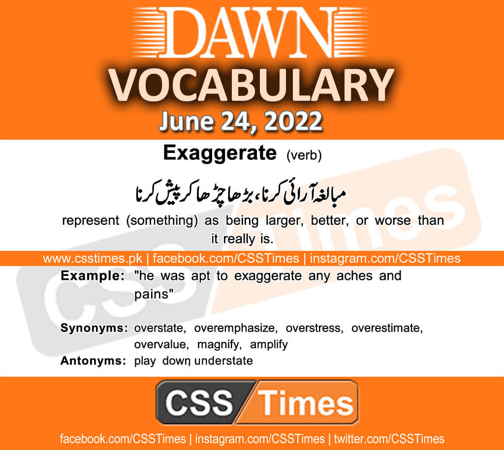 Daily DAWN News Vocabulary with Urdu Meaning (24 June 2022)