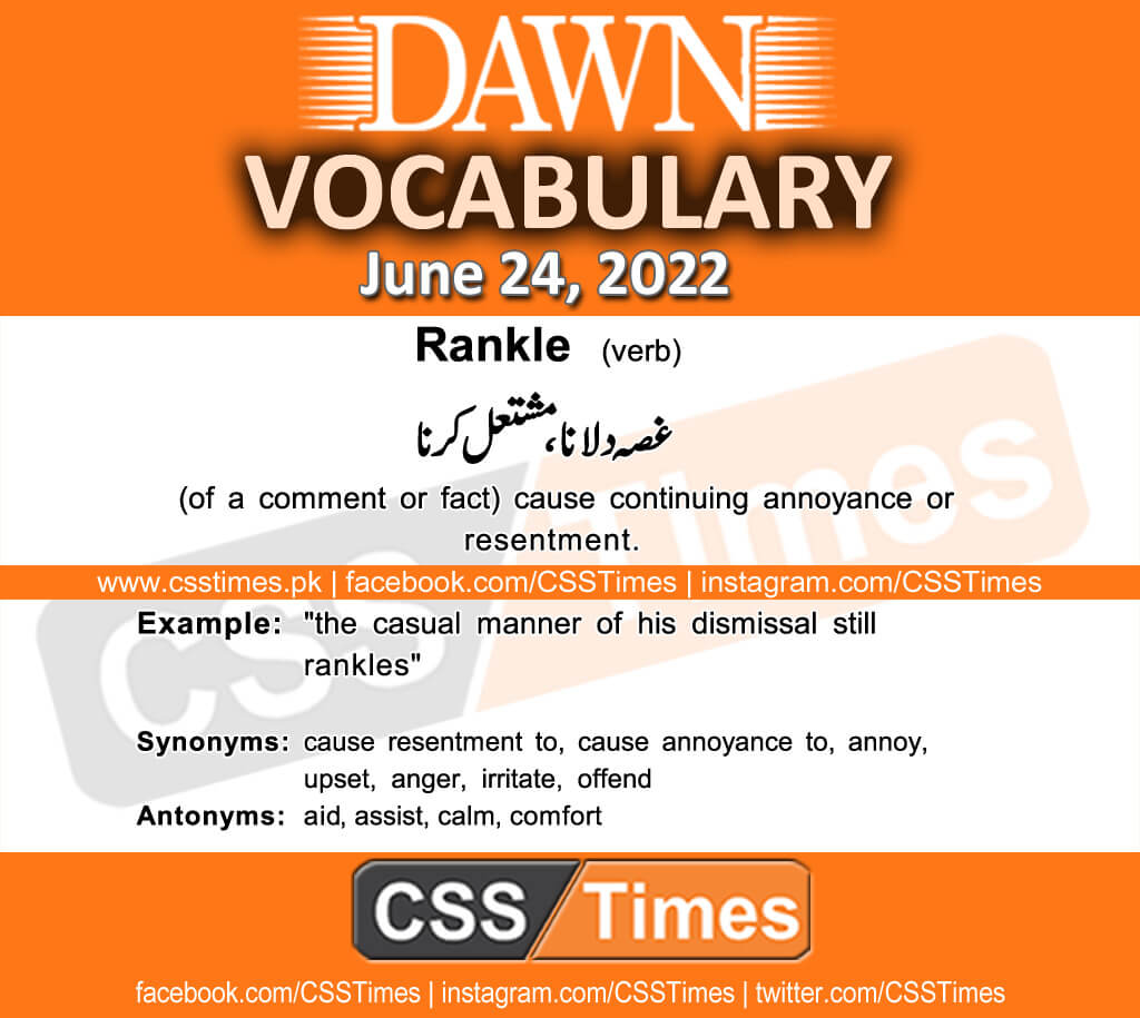 Daily DAWN News Vocabulary with Urdu Meaning (24 June 2022)