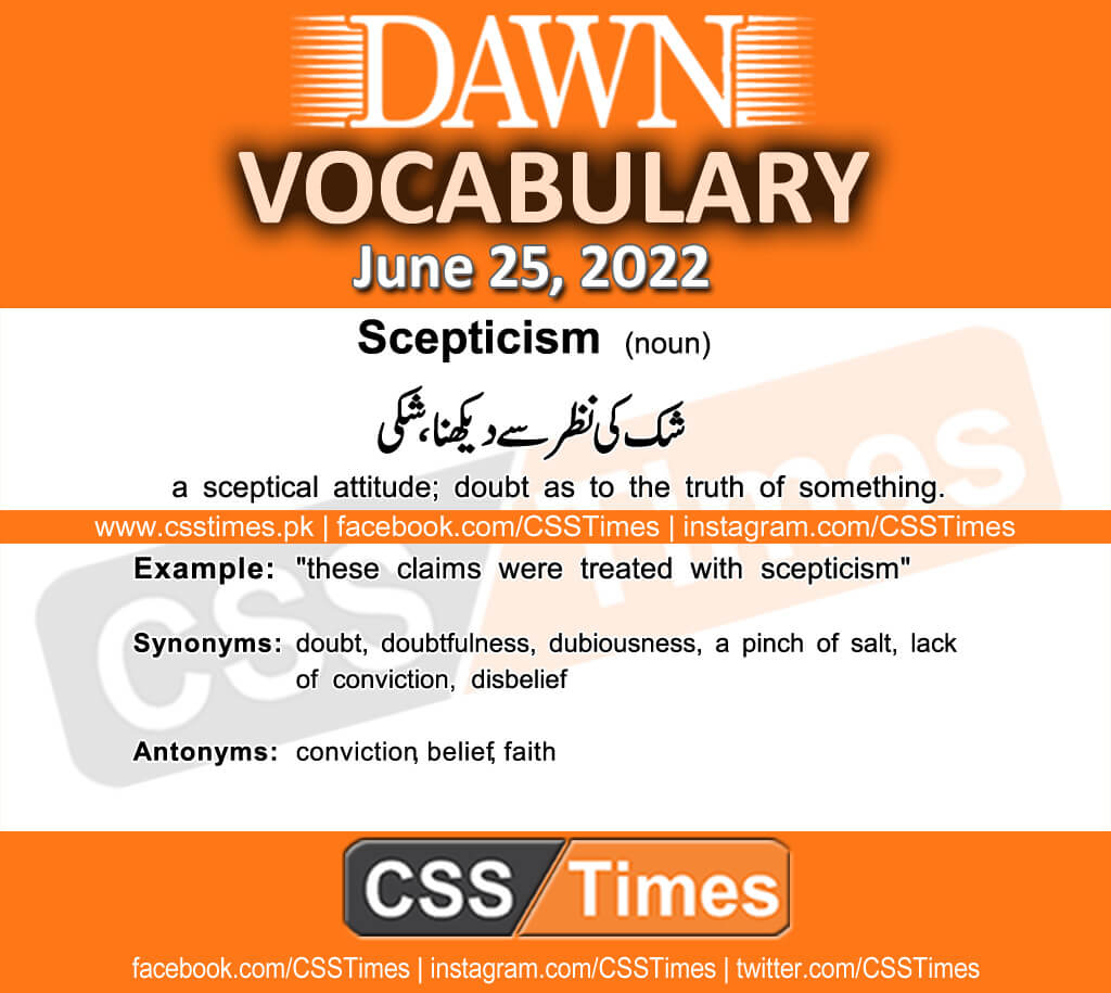Daily DAWN News Vocabulary with Urdu Meaning (25 June 2022)