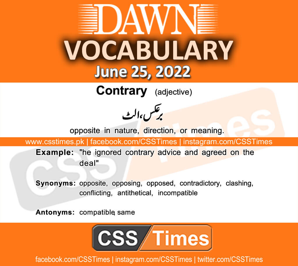 Daily DAWN News Vocabulary with Urdu Meaning (25 June 2022)