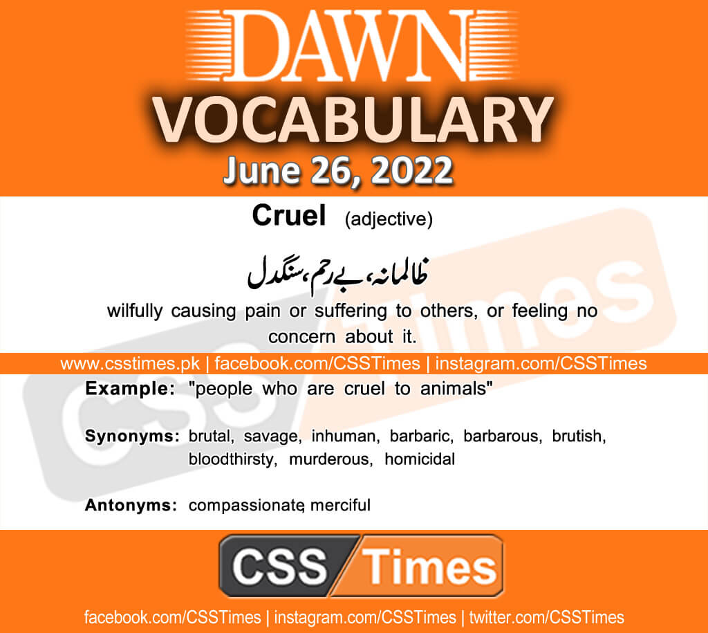 Daily DAWN News Vocabulary with Urdu Meaning (26 June 2022)