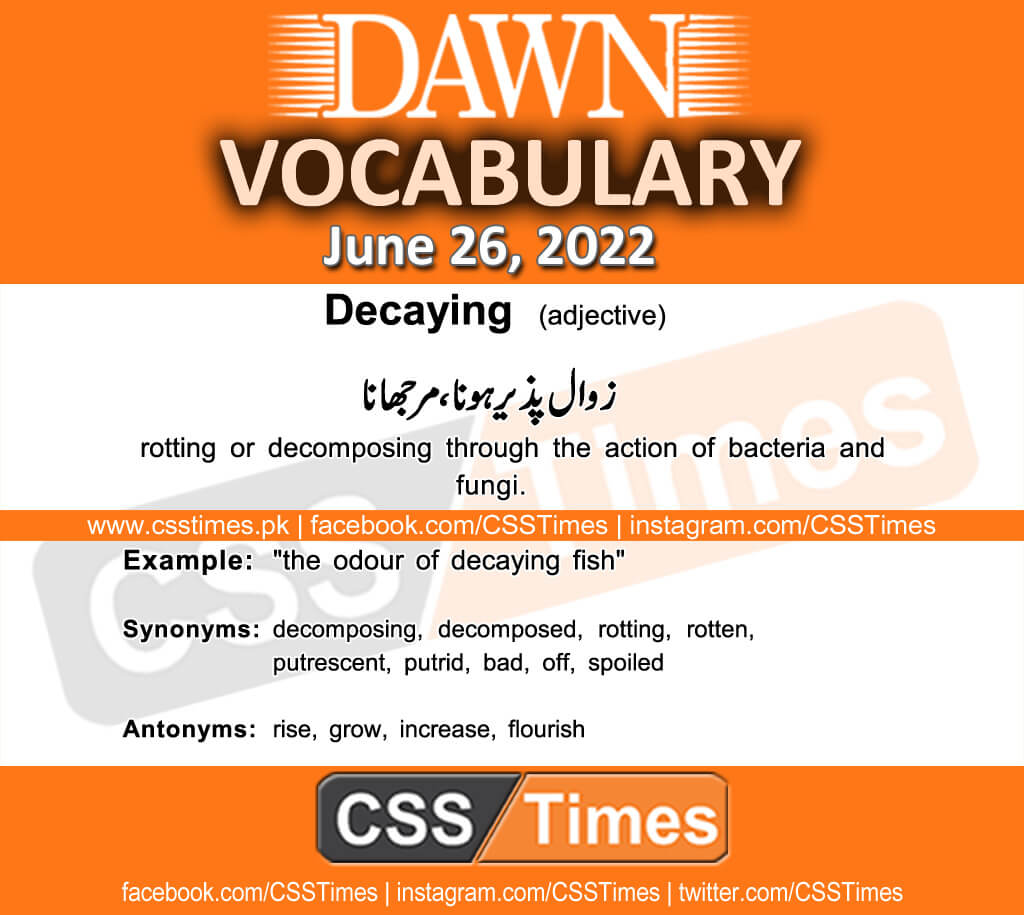 Daily DAWN News Vocabulary with Urdu Meaning (26 June 2022)