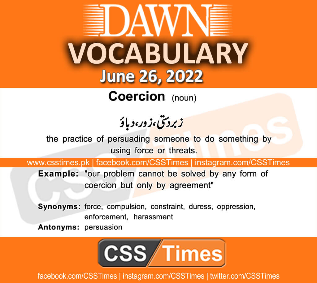 Daily DAWN News Vocabulary with Urdu Meaning (26 June 2022)