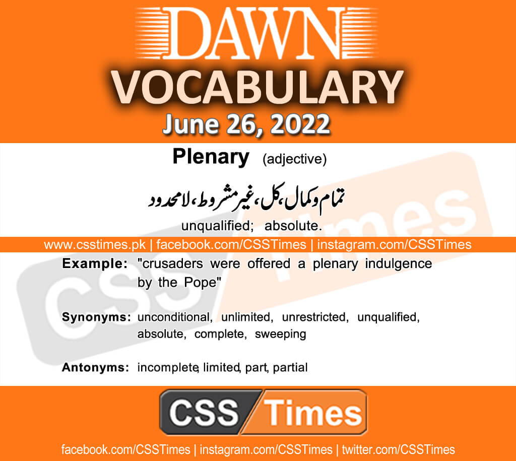 Daily DAWN News Vocabulary with Urdu Meaning (26 June 2022)