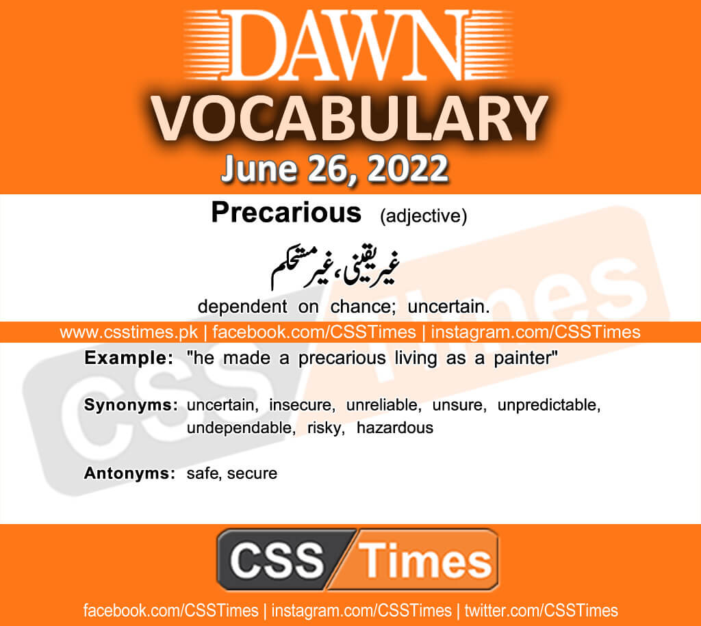 Daily DAWN News Vocabulary with Urdu Meaning (26 June 2022)