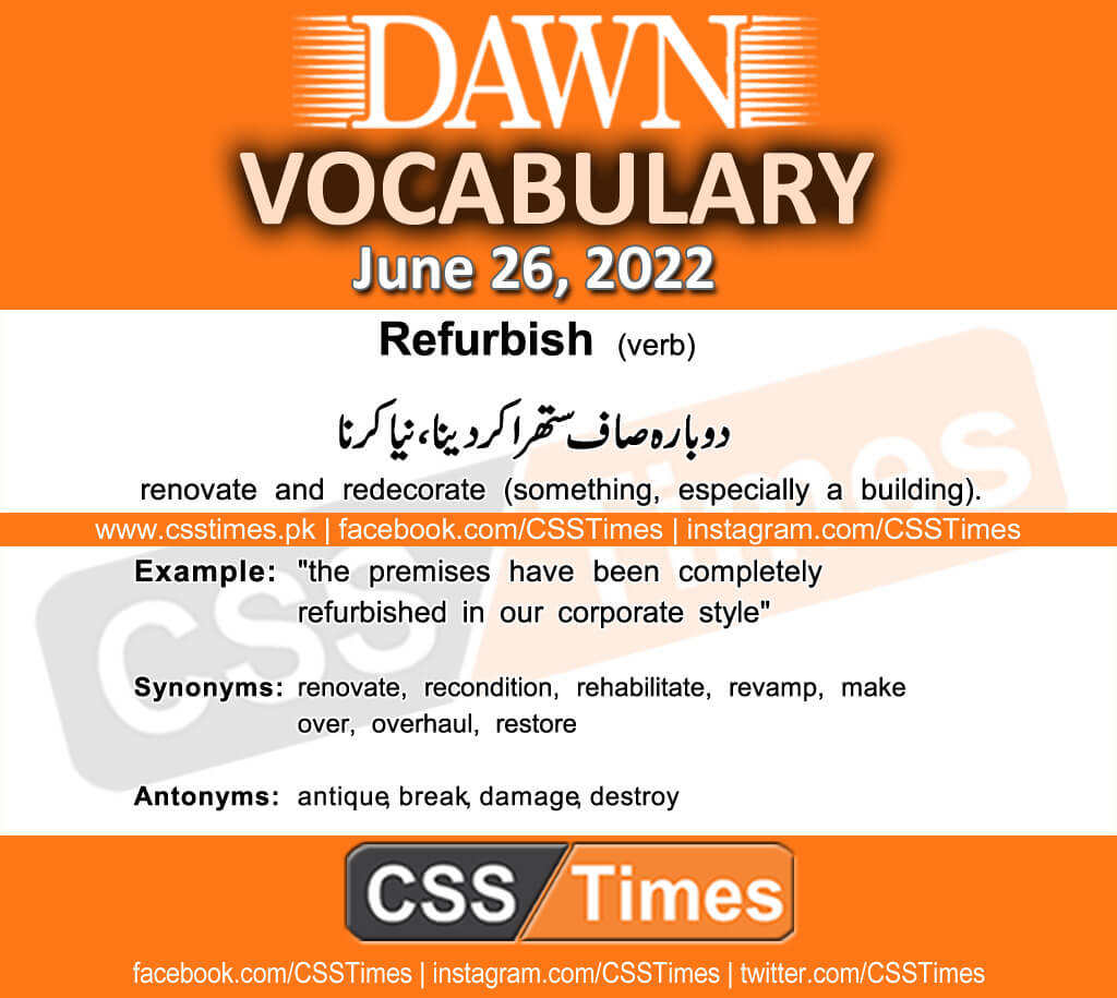 Daily DAWN News Vocabulary with Urdu Meaning (26 June 2022)