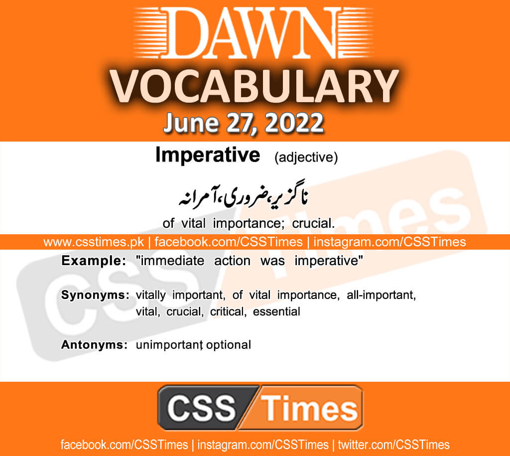 Daily DAWN News Vocabulary with Urdu Meaning (27 June 2022)