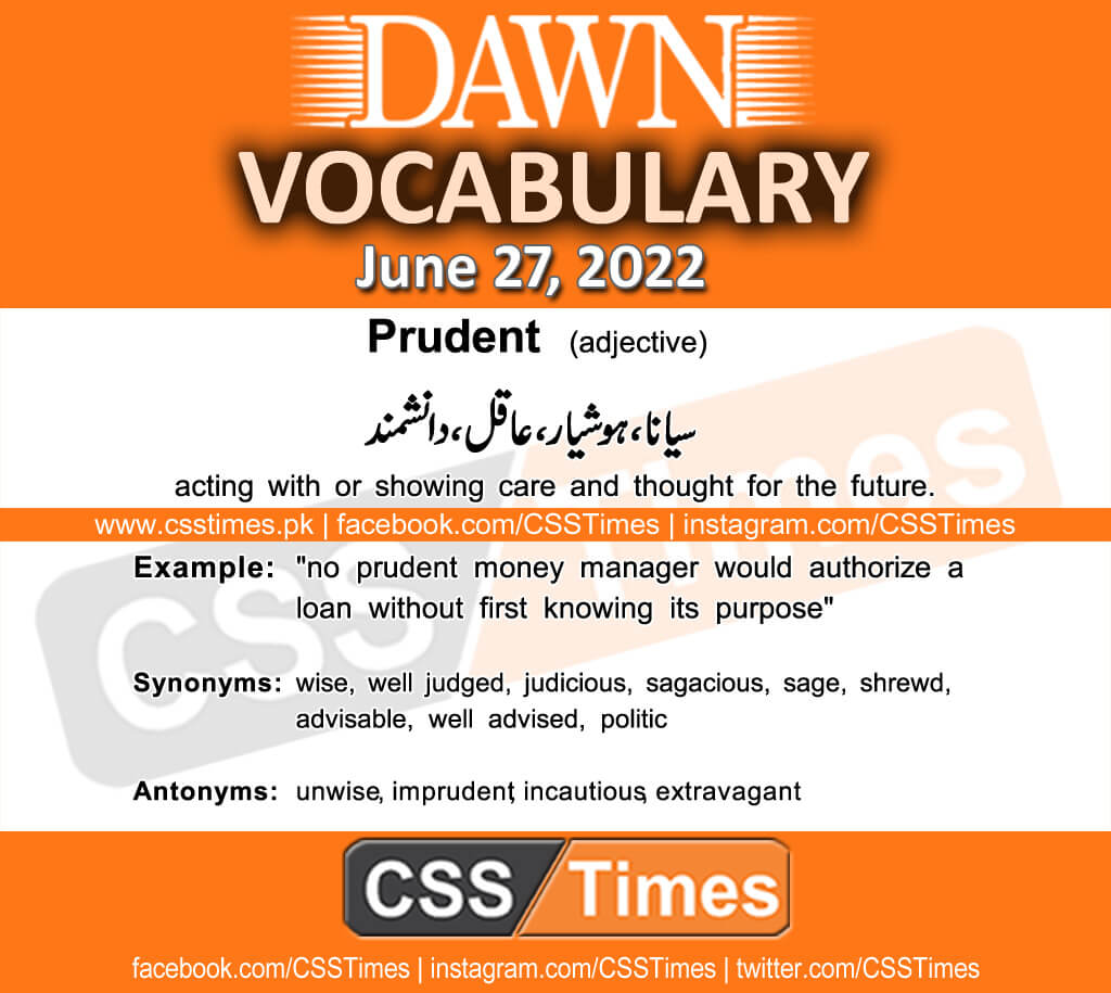 Daily DAWN News Vocabulary with Urdu Meaning (27 June 2022)