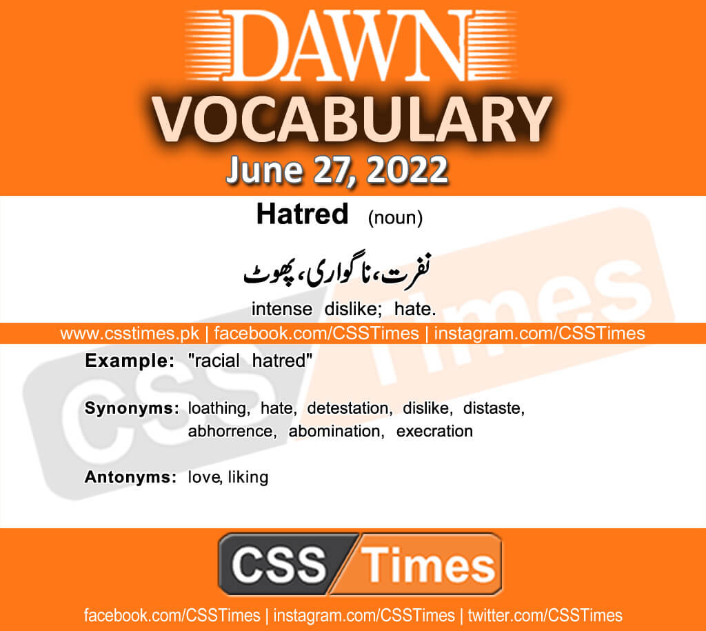 Daily DAWN News Vocabulary with Urdu Meaning (27 June 2022)