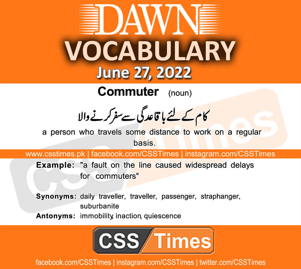 Daily DAWN News Vocabulary with Urdu Meaning (27 June 2022)