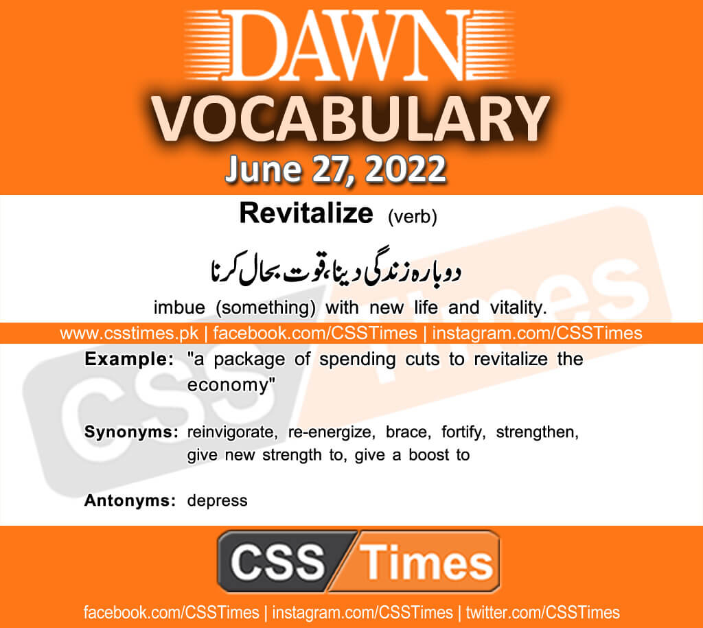 Daily DAWN News Vocabulary with Urdu Meaning (27 June 2022)