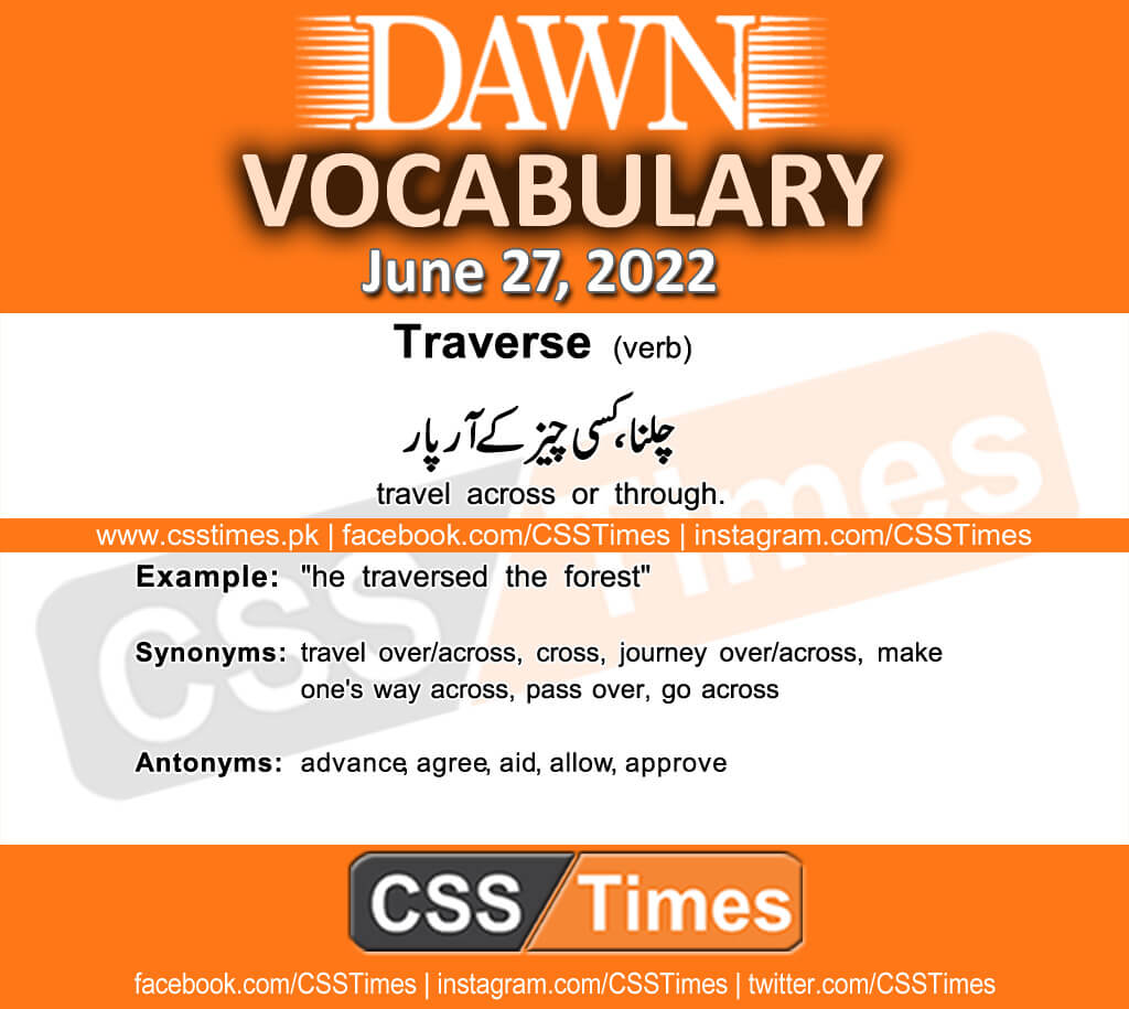 Daily DAWN News Vocabulary with Urdu Meaning (27 June 2022)