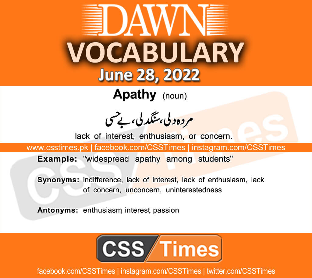 Daily DAWN News Vocabulary with Urdu Meaning (28 June 2022)