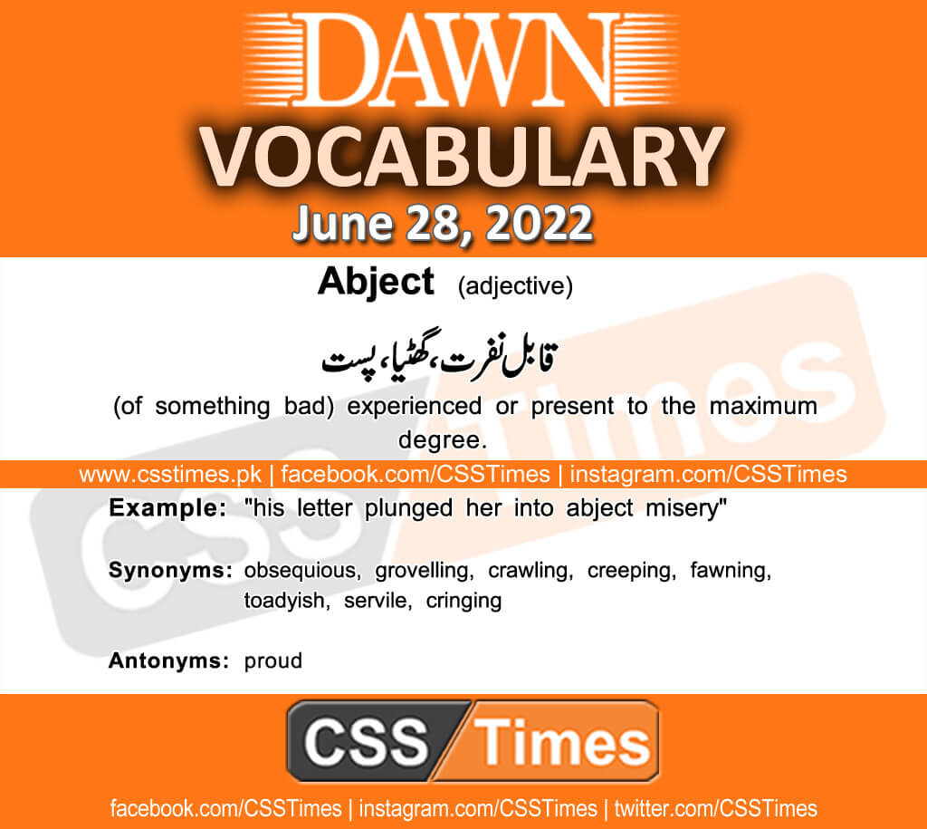 Daily DAWN News Vocabulary with Urdu Meaning (28 June 2022)