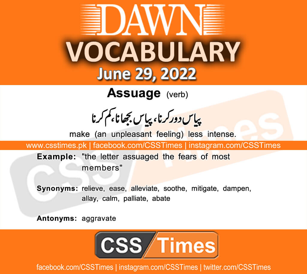 Daily DAWN News Vocabulary with Urdu Meaning (29 June 2022)