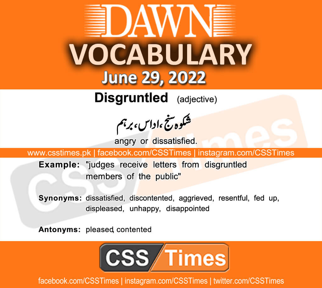 Daily DAWN News Vocabulary with Urdu Meaning (29 June 2022)