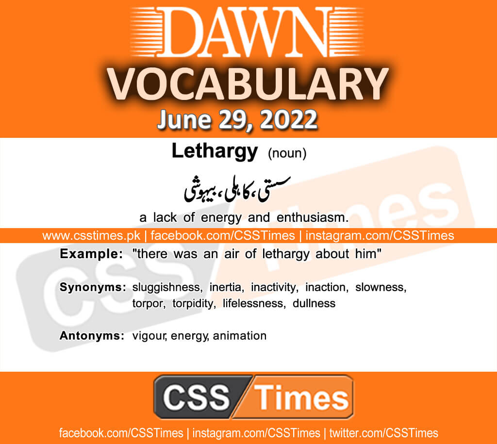 Daily DAWN News Vocabulary with Urdu Meaning (29 June 2022)