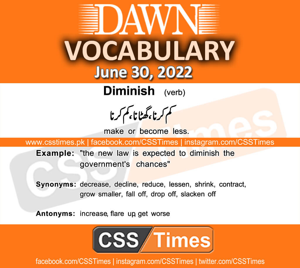 Daily DAWN News Vocabulary with Urdu Meaning (30 June 2022)