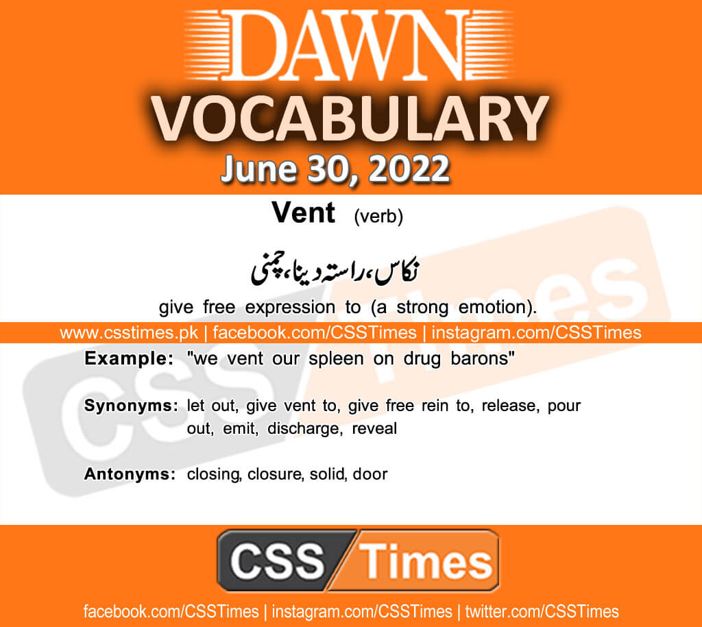 Daily DAWN News Vocabulary with Urdu Meaning (30 June 2022)