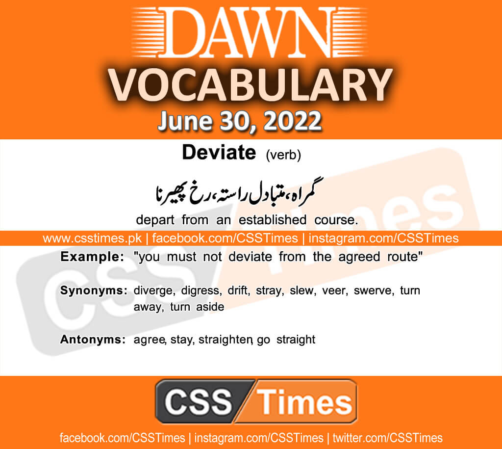Daily DAWN News Vocabulary with Urdu Meaning (30 June 2022)