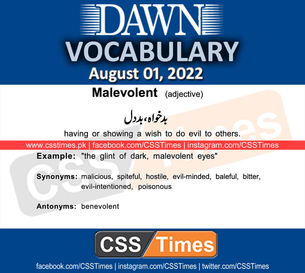 Daily DAWN News Vocabulary with Urdu Meaning (01 August 2022)