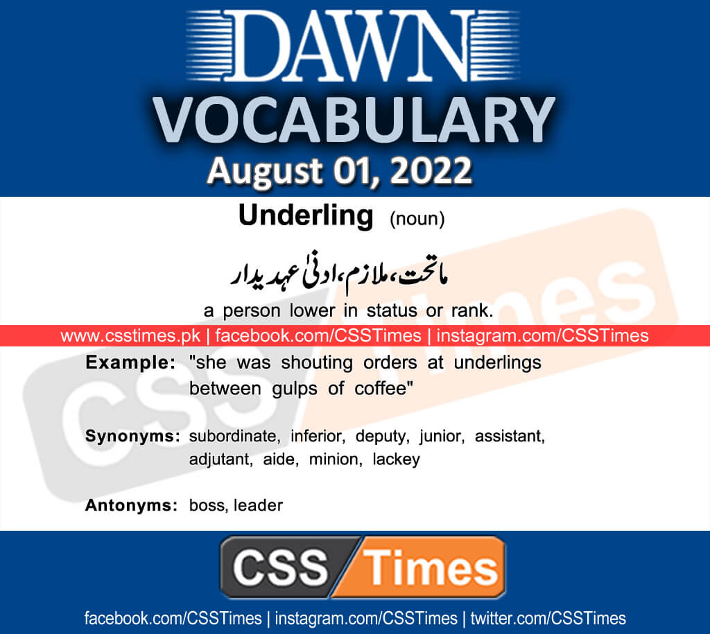 Daily DAWN News Vocabulary with Urdu Meaning (01 August 2022)