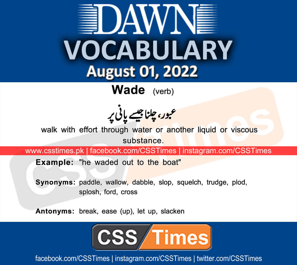 Daily DAWN News Vocabulary with Urdu Meaning (01 August 2022)