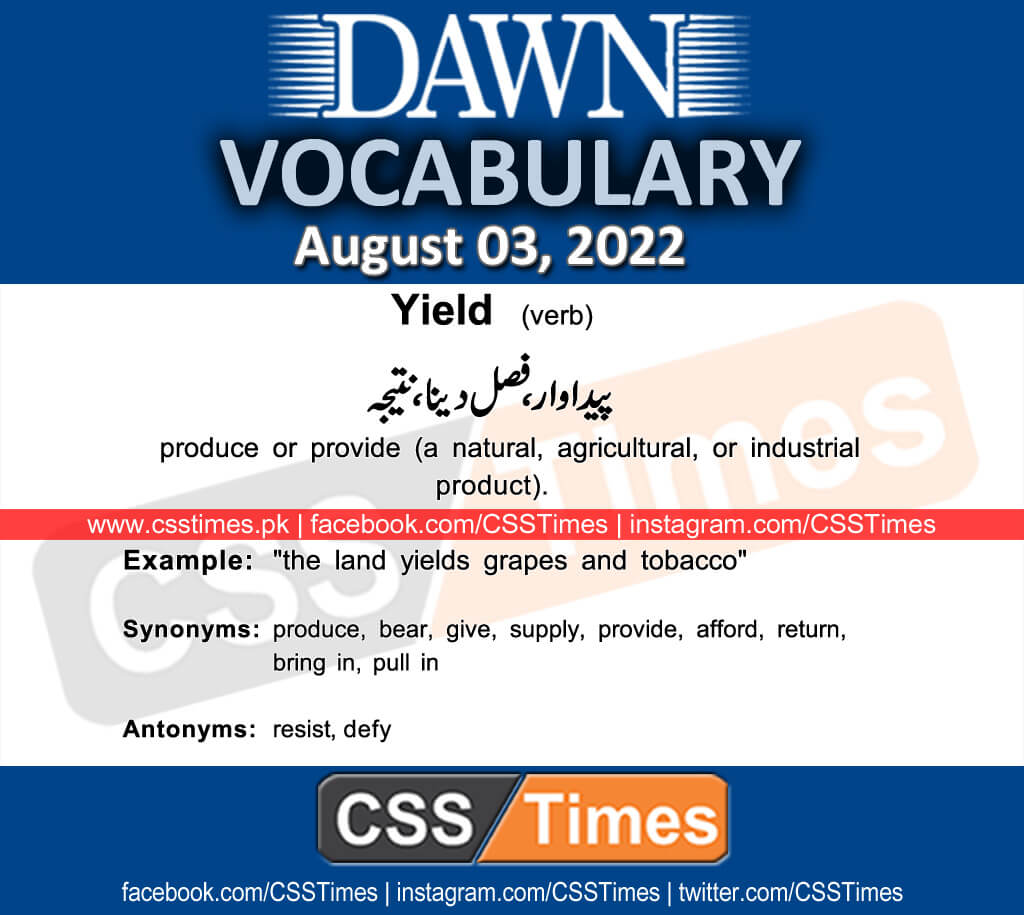 Daily DAWN News Vocabulary with Urdu Meaning (03 August 2022)