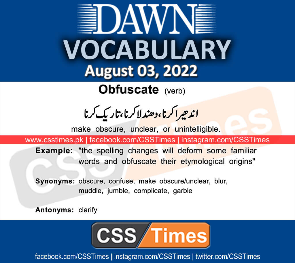 Daily DAWN News Vocabulary with Urdu Meaning (03 August 2022)