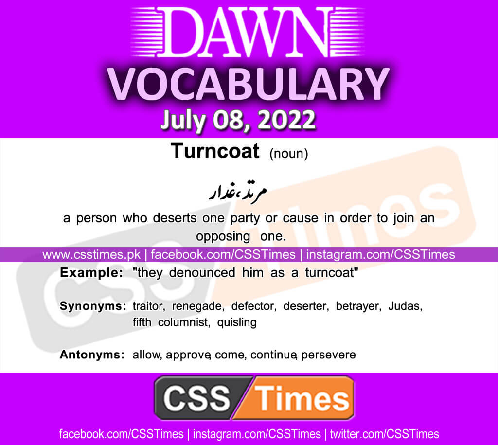 Daily DAWN News Vocabulary with Urdu Meaning (07 July 2022)