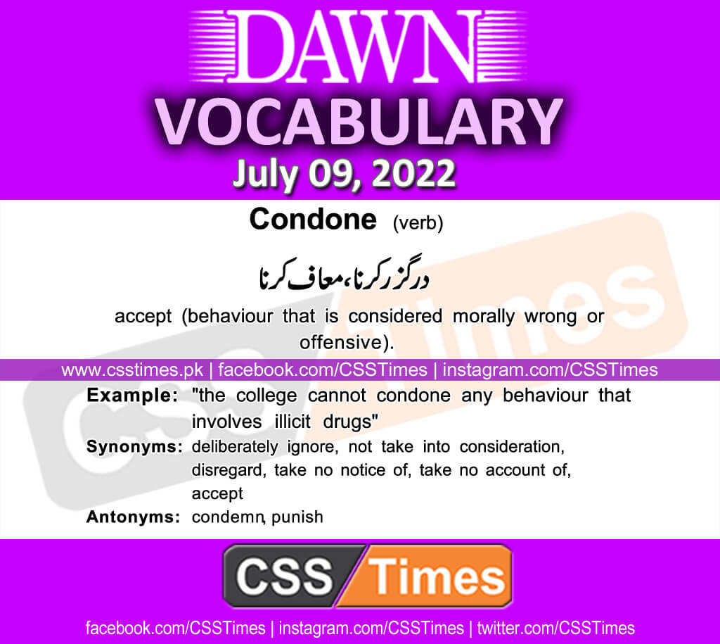 Daily DAWN News Vocabulary with Urdu Meaning (09 July 2022)