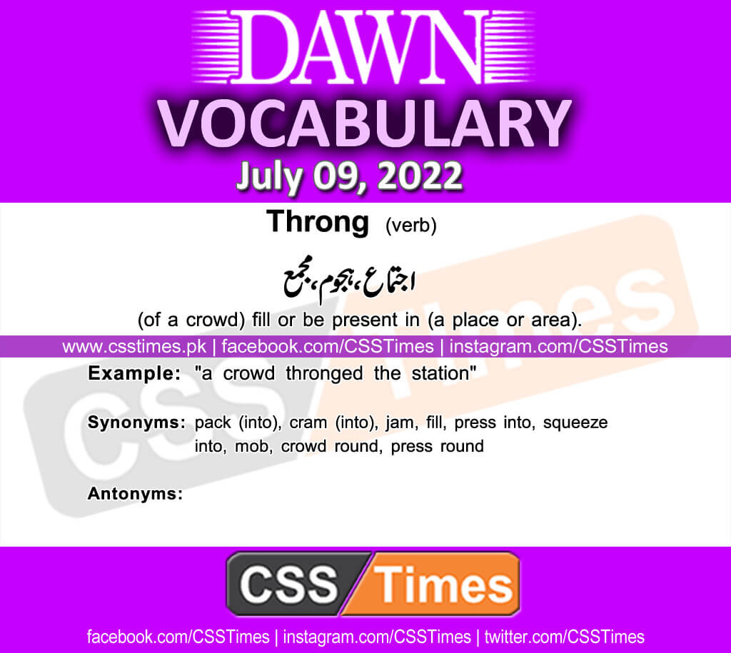 Daily DAWN News Vocabulary with Urdu Meaning (09 July 2022)