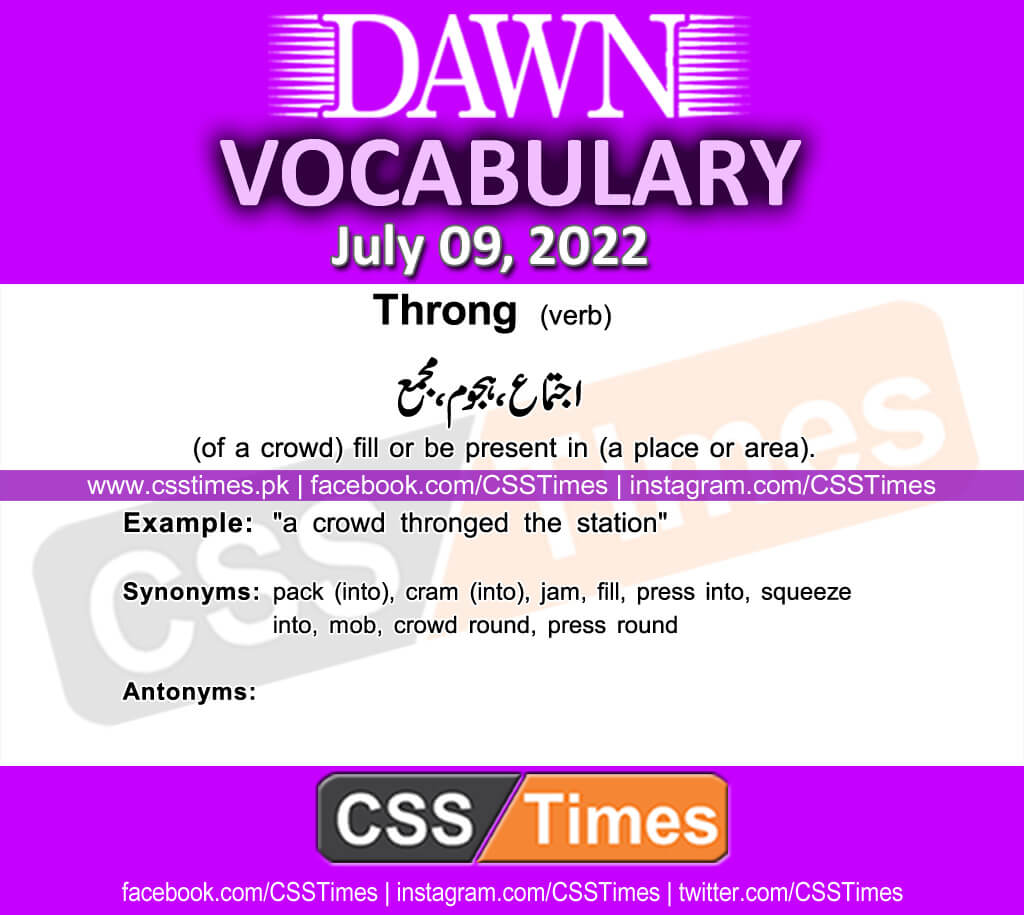 Daily DAWN News Vocabulary with Urdu Meaning (09 July 2022)