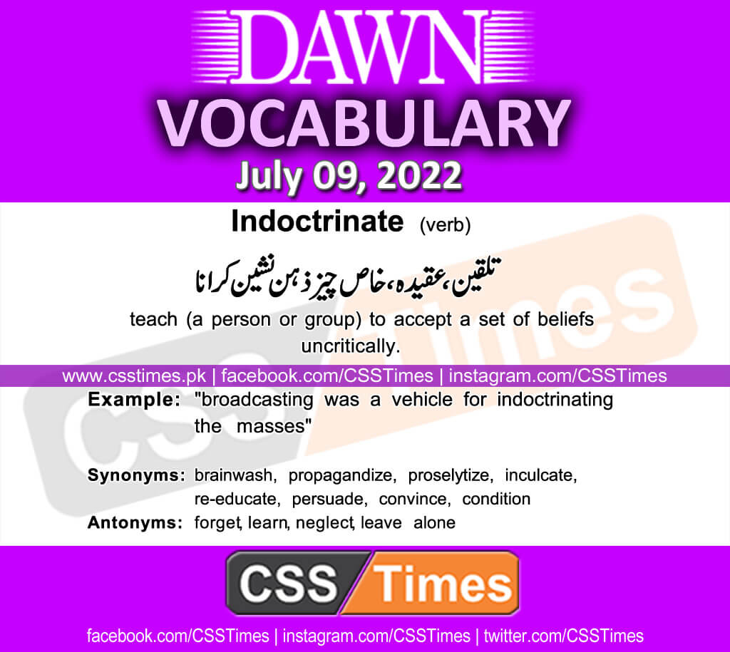 Daily DAWN News Vocabulary with Urdu Meaning (09 July 2022)