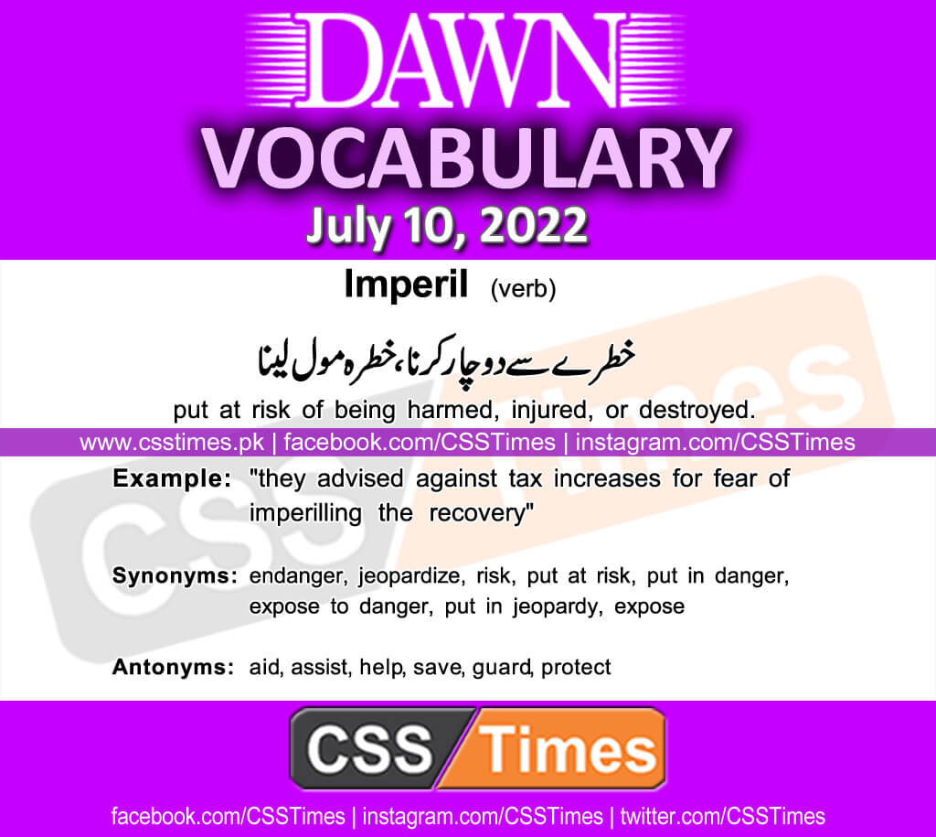 Daily DAWN News Vocabulary with Urdu Meaning (10 July 2022)