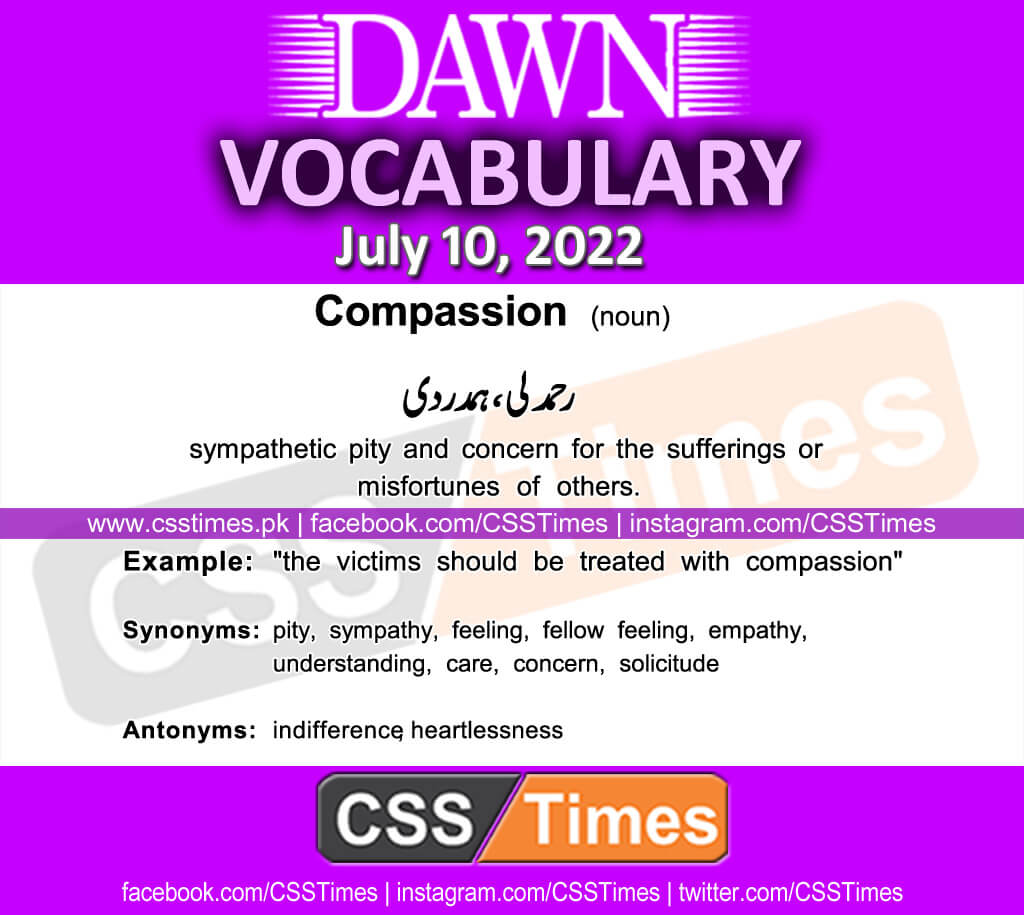 Daily DAWN News Vocabulary with Urdu Meaning (10 July 2022)