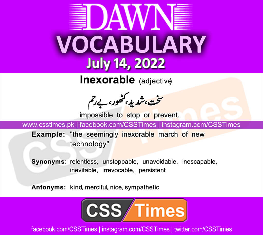 Daily DAWN News Vocabulary with Urdu Meaning (14 July 2022)