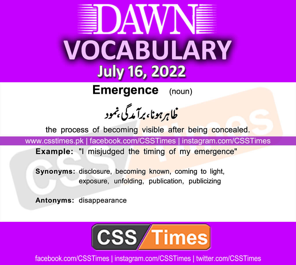 Daily DAWN News Vocabulary with Urdu Meaning (16 July 2022)